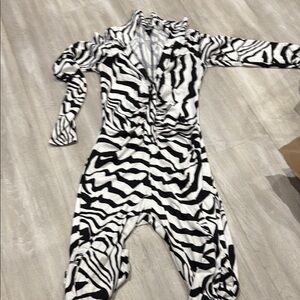 Fashion Nova Black and White Zebra Jumpsuit